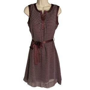 Vtg 100% Silk Shift Dress- Semi Shear Chiffon 60s Mod Geometric Pattern Wms  Med